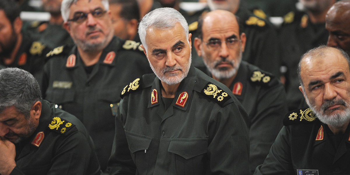 Qassem Suleimani attends Iranian supreme leader Ayatollah Ali Khamenei's meeting with the Islamic Revolution Guards Corps in Tehran, Iran, on Sept. 18, 2016. (Press Office of Iranian Supreme Leader/Anadolu Agency/Getty Images)